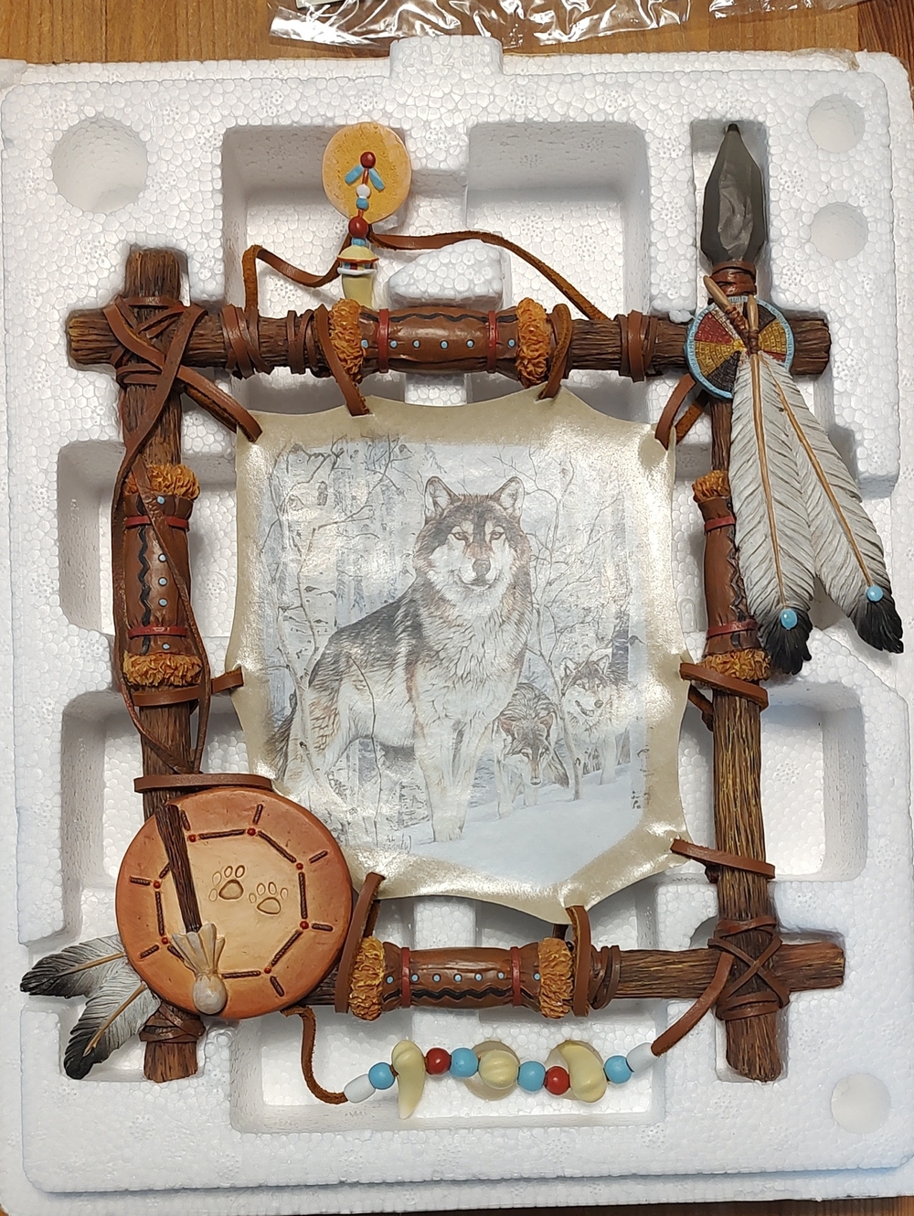 The Bradford Exchange Rustic Wolf Leather- Textured Art